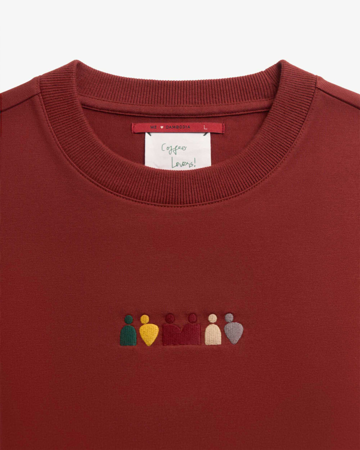 Loose short sleeve coffee embroidered t-shirt - Image 3