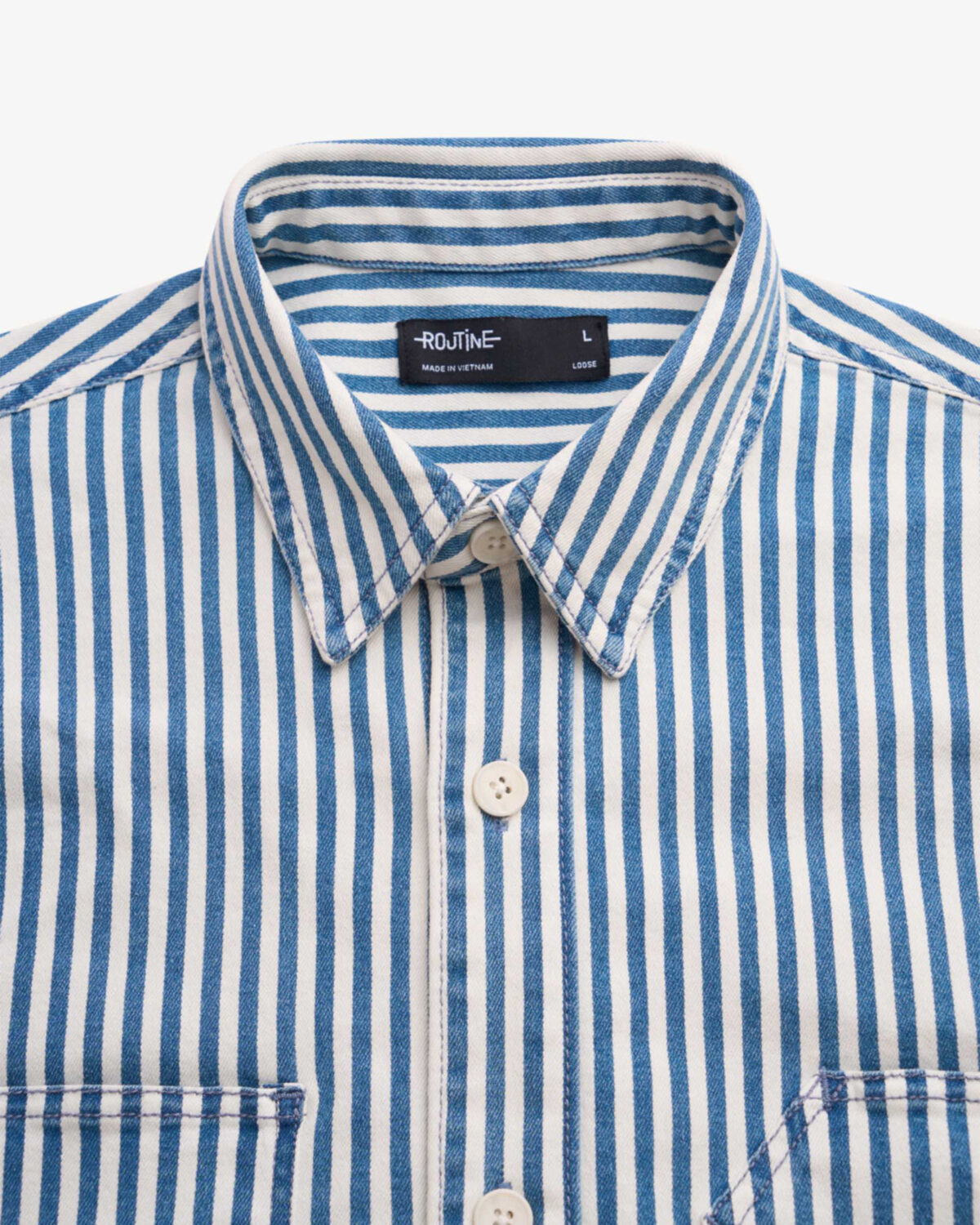 Men's long sleeve striped jean shirt.Loose - Image 3