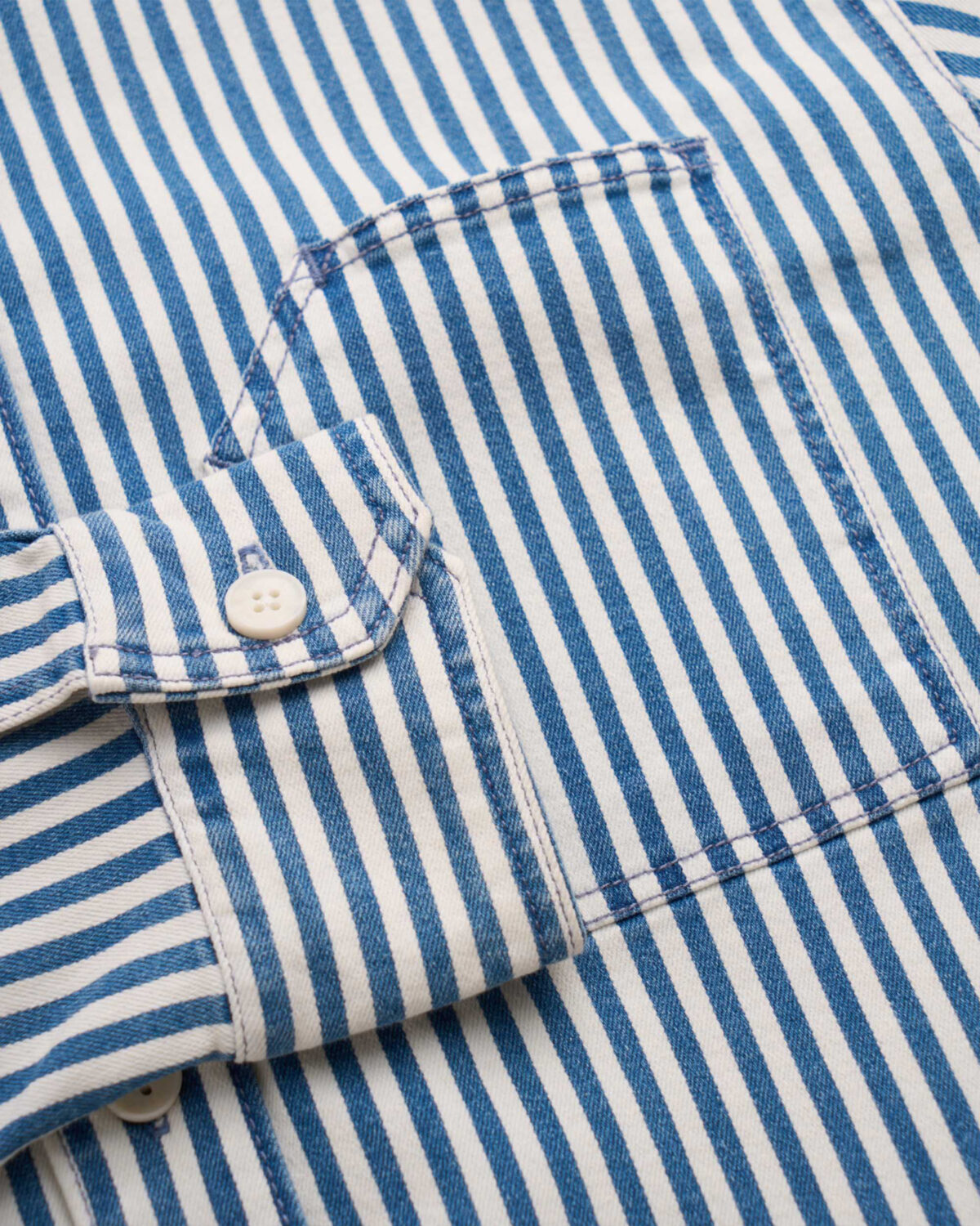Men's long sleeve striped jean shirt.Loose - Image 4