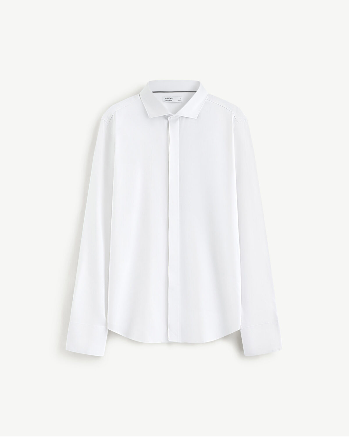 Men's white long sleeve poly spandex shirt