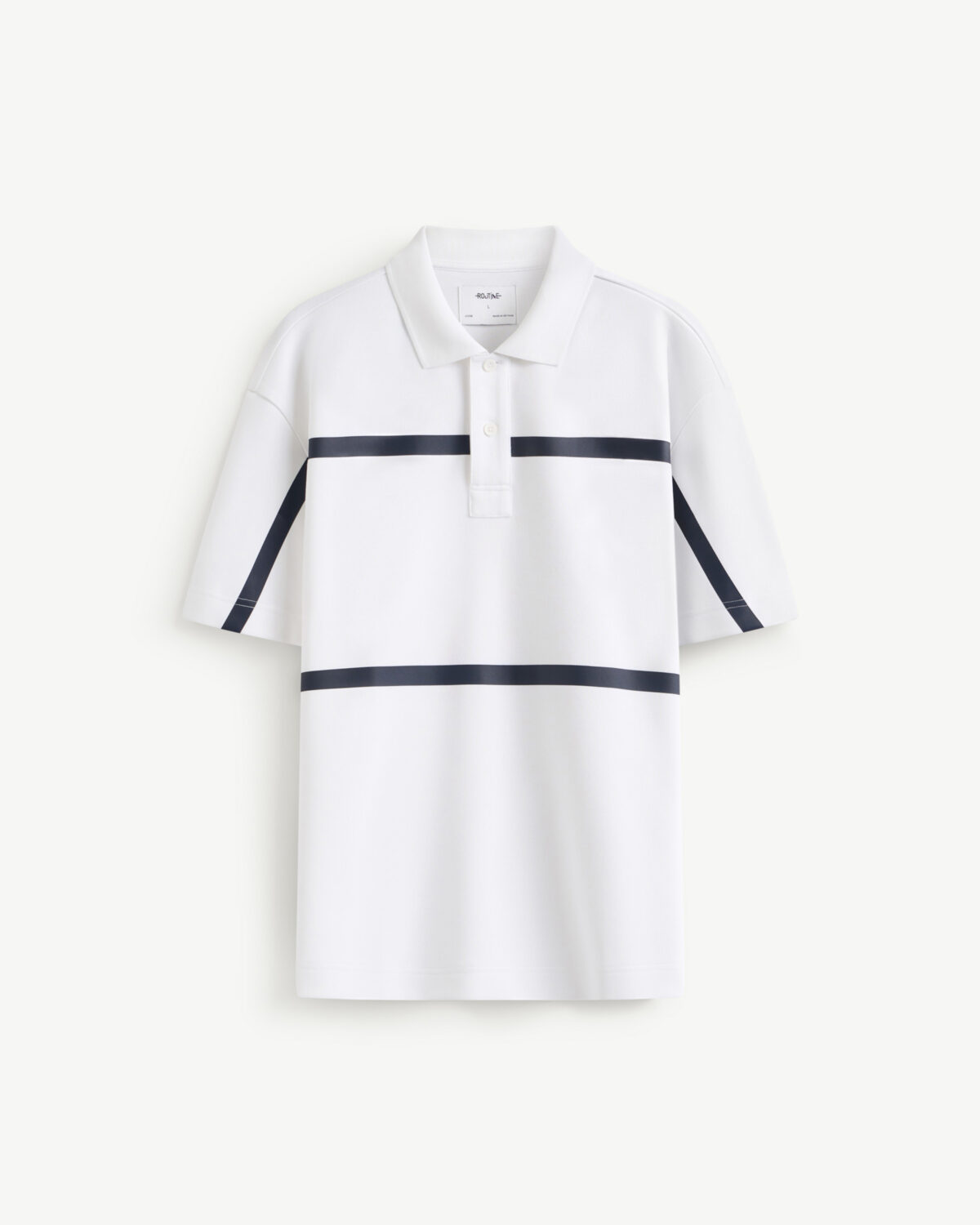 Men's short-sleeved cotton polo shirt with horizontal stripes, loose form