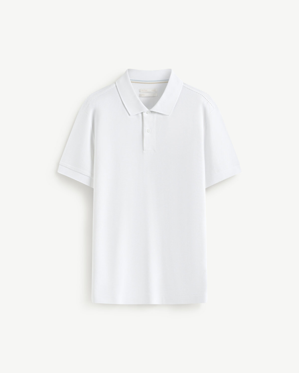 Men's short-sleeved polo shirt in ribbed fabric with tape. Fitted - Image 3