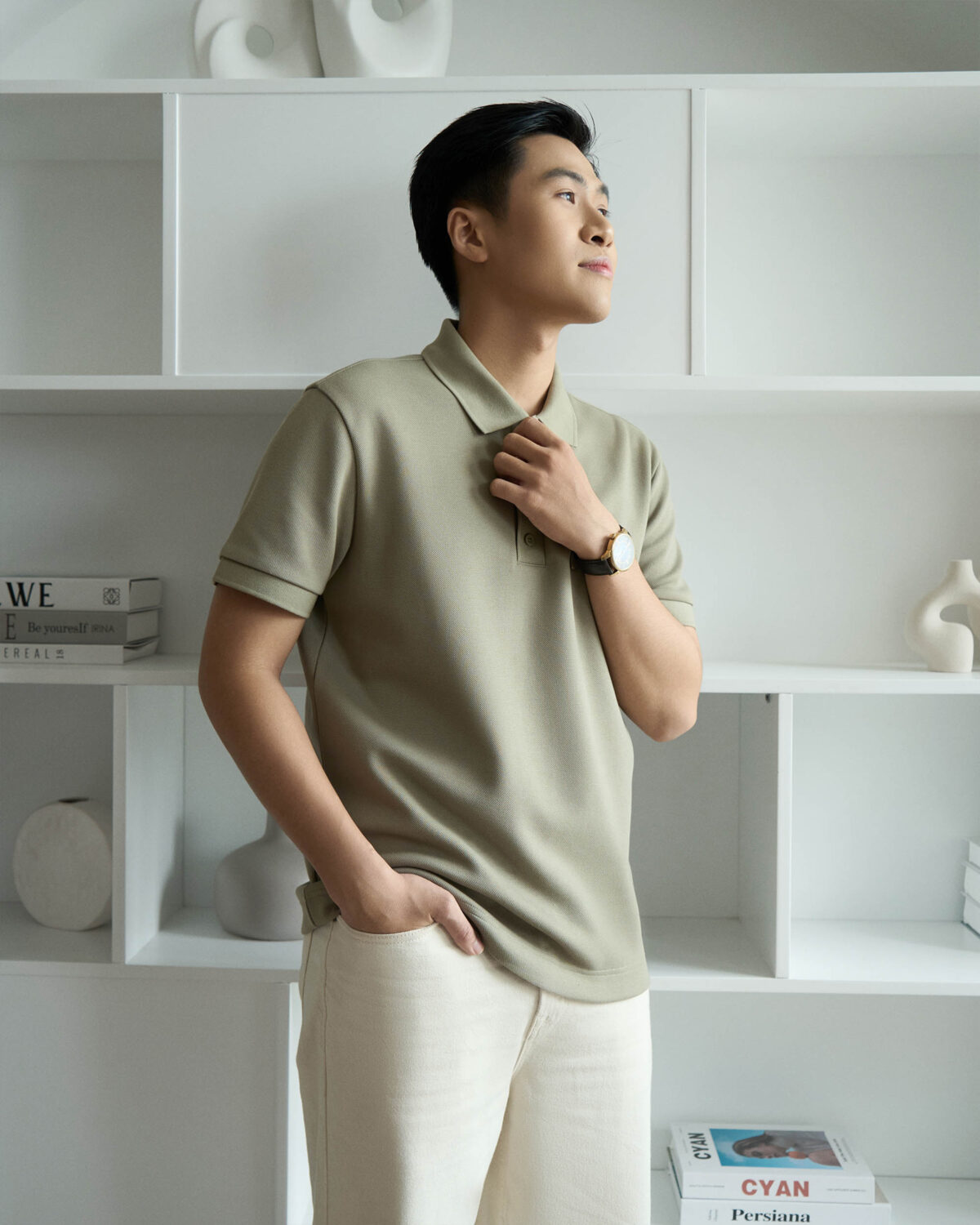 Men's short sleeve polo shirt with cotton poly fitted cuffs - Image 12