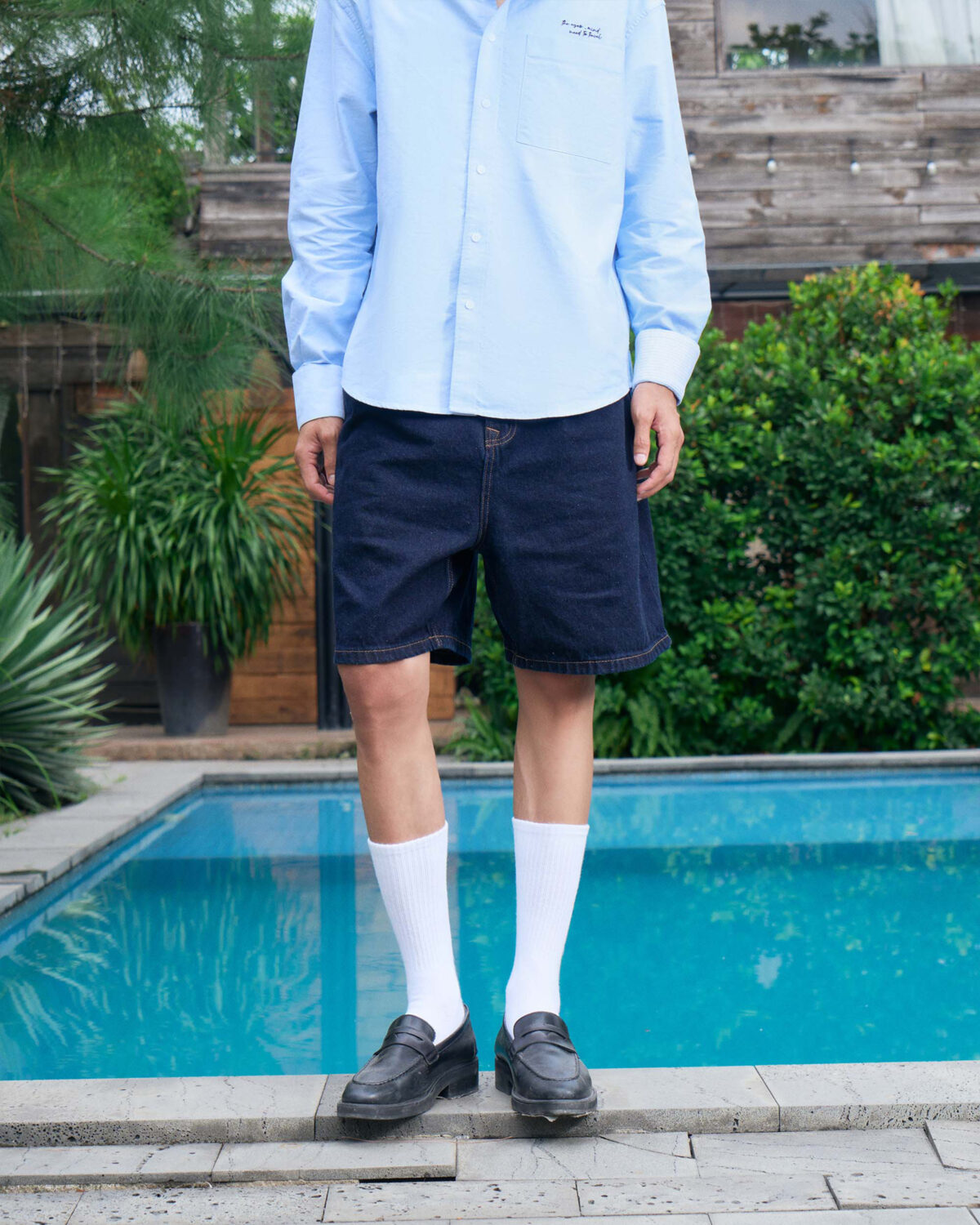 Men's denim shorts. Loose - Image 6